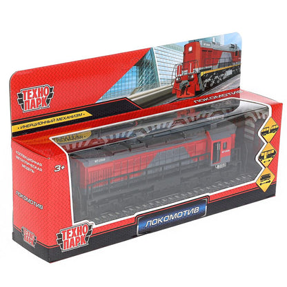 LOCOTEM18B-19-GYRD Модель металл ЛОКОМОТИВ 19 см, двери, инерц, красн, кор. Технопарк в кор.2*24шт