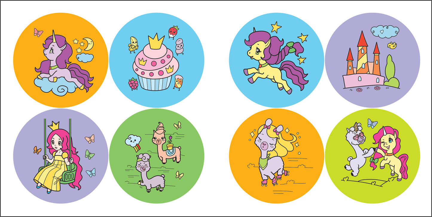 Раскрась по образцу. Единороги. Волшебная страна