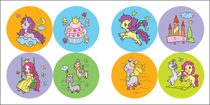 Раскрась по образцу. Единороги. Волшебная страна