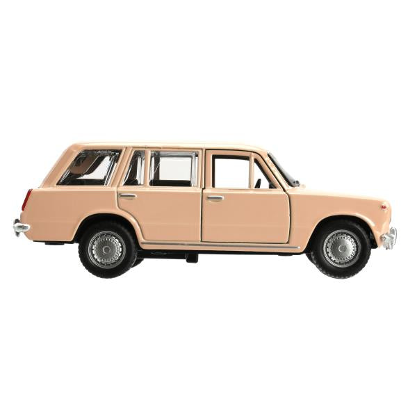 Машина металл ваз-2102 12 см, двери, багажник, инер,бежевый, кор. Технопарк в кор.2*36шт