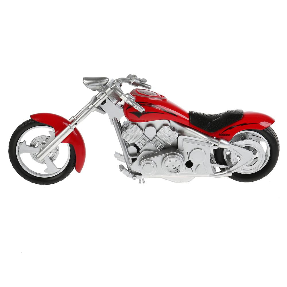 1297170-R250322 Модель металл МОТОЦИКЛ ЧОППЕР 14,5 см, руль, выстав. подножка, кор. Технопарк в кор