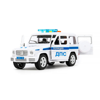 Machine en plastique pour Mercedes-Benz Classe G ПОЛИЦИЯ 22 см, дв, баг, kor. Parc technologique dans le cor.2*18шт