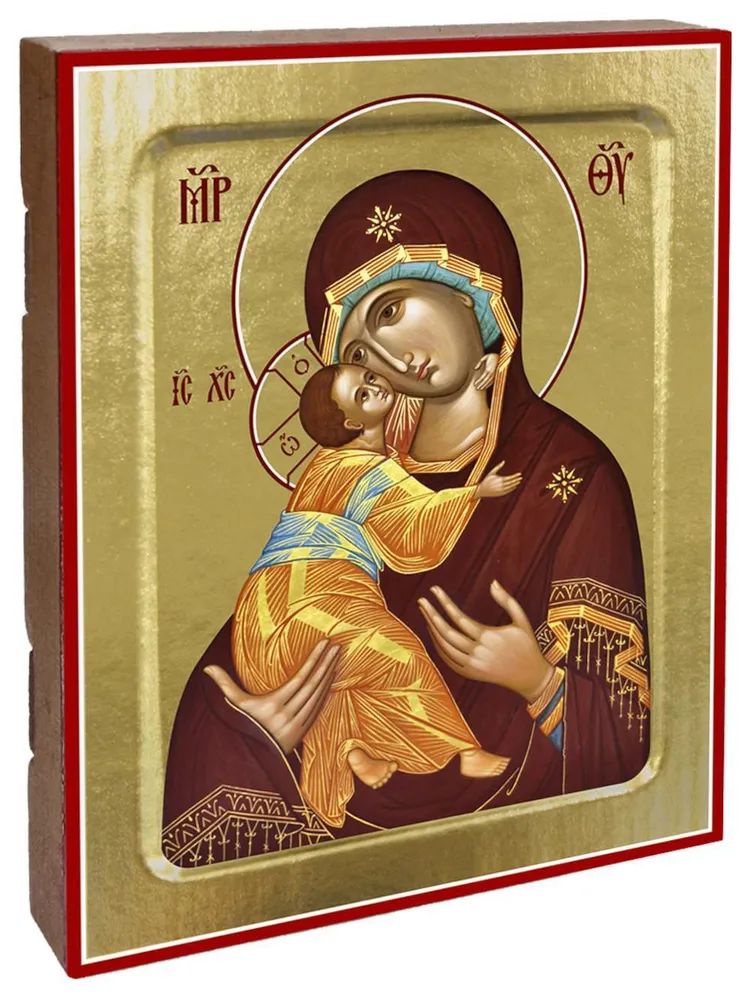 Иконы Венчальная пара (с Владимирской): Икона Пресвятой Богородицы Владимирская; Икона Спаса Вседержителя (комплект из 2-х икон)