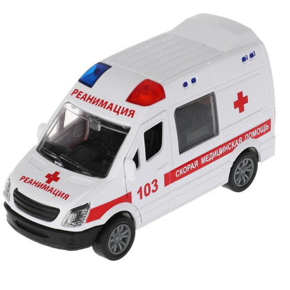 Machine en plastique РЕАНИМАЦИЯ 12,5 см, двери, багажник, инерц., kor. Parc technologique dans le cor.2*72шт