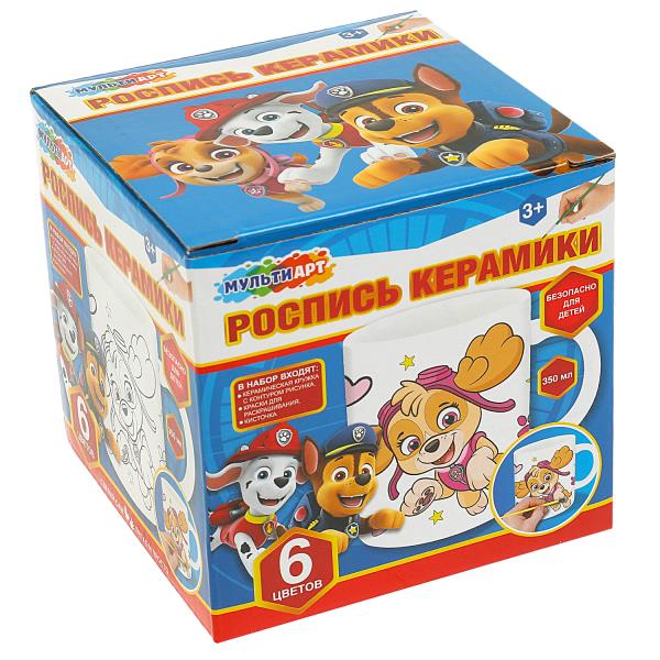 Набор д/дет тв-ва кружка для росписи (краски, кисточка), суперщенки МУЛЬТИ АРТ