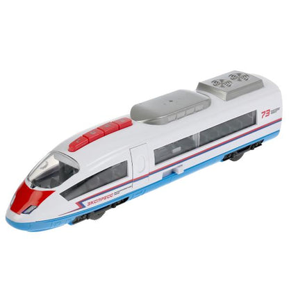 ELTRAIN-30PL-BUWH299762 Модель пластик свет-звук ЭЛЕКТРОПОЕЗД 30 см, двери, 4 кноп, инерц, бел, кор.