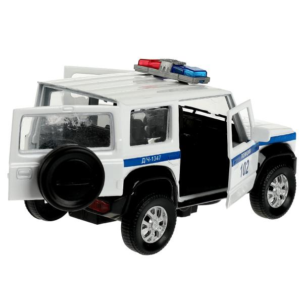 Машина металл светзвук SUZUKI JIMNY ПОЛИЦИЯ 11,5 см, дверь, сумка, инер, кор. Технопарк в кор.2*36шт