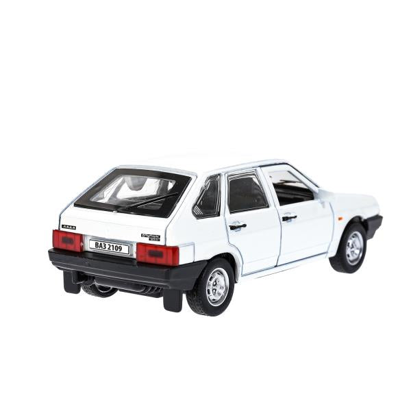 Машина металл Ваз-2109 "СПУТНИК" 12 см, двери, багажник, инер,белый, кор. Технопарк в кор.2*36шт