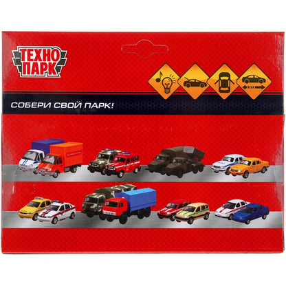 Машина металл свет-звук ПОЛИЦИЯ 14,5 см, двери, багаж, инерц, бел, кор. ТЕХНОПАРК в кор.2*36шт