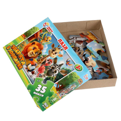 Зверята в зоопарке. Макси-пазлы. Пазл 35 деталей. 180х127х35 мм. Умные игры в кор.24шт