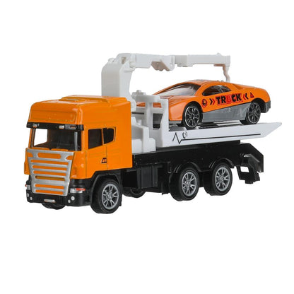 Машина металл ЭВАКУАТОР эвакуатор 12см с машинкой 7см, инерционный подвижный КРАН Технопарк в кор.2*144шт