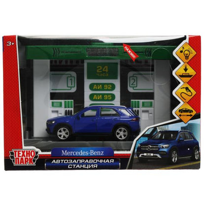 OILSTA-22PLGLE-GN342356 Игрушка пластик свет-звук АВТОЗАПРАВОЧНАЯ СТАНЦИЯ 21 см, С МАШИНКОЙ, кор. Те