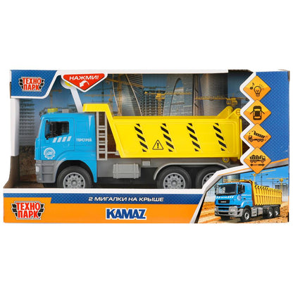 Технопарк. Машина "Kamaz Самосвал" 25 см, пластик свет-звук инерц, син, кор. арт.KAMDUMP-25PL-BUYE
