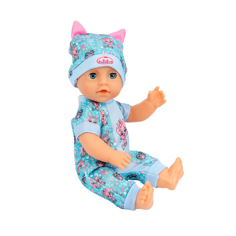 Пупс озвучивает 25см, пьет, пишет, закр. глазки, 4акс, 50 звуков КАРАПУЗ в кор.24шт