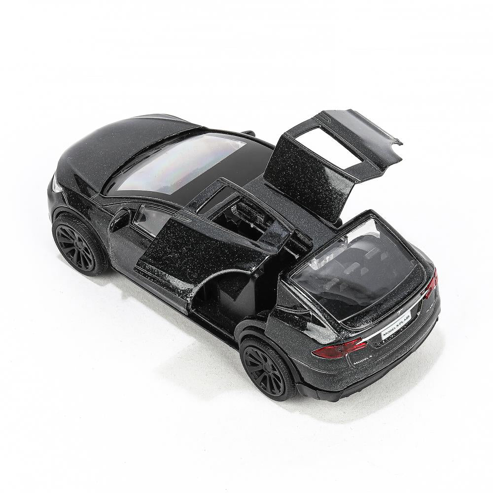 MODELX-12-BK Машина металл tesla model x plaid 12 см, двери, черн, кор. Технопарк в кор.2*36шт
