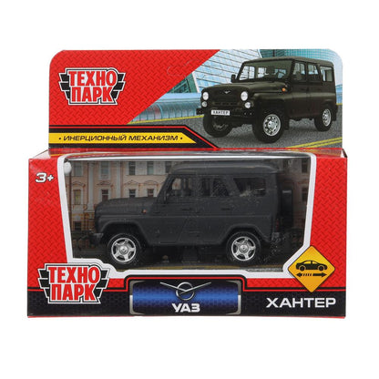 Machine en métal UAZ ХАНТЕР длина 10,5 см, инерция, МАТОВЫЙ черный, кор. Parc technologique dans le cor.2*36шт