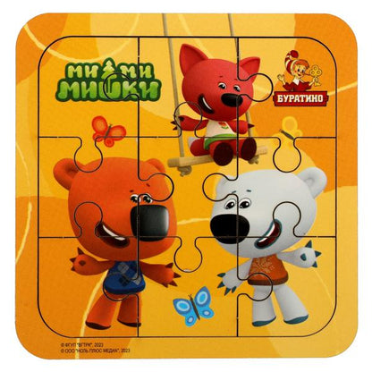 Игрушка деревянная пазл 10*10 см. Ми-ми-мишки терм. пакет Буратино в кор.189шт