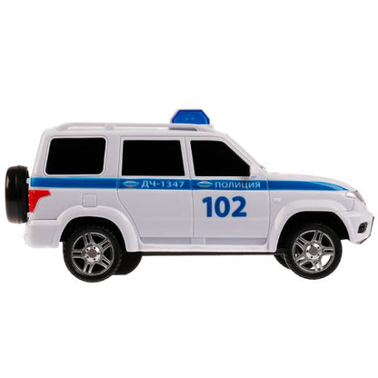 Technoparc. Машина р/у "УАЗ Патриот полиция" 15,5 см, свет, белый, кор. ART.PATRIOT-15RCPOL-WH