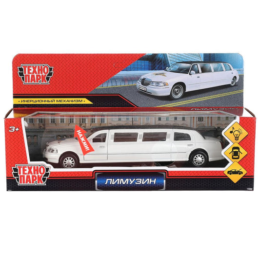 LIMO80208-18SL-MIX 313421 Машина металл свет-звук ЛИМУЗИН 18 см, двери, капот, инерц, ассорт, кор.