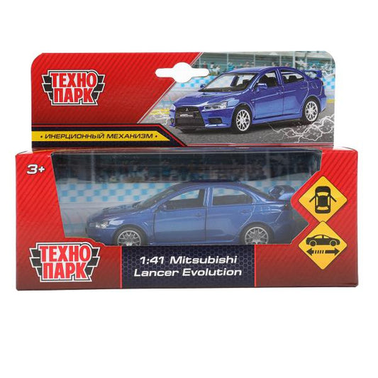 Машина металл MITSUBISHI lancer Evolution, 11,4 см, двери, инерц., кор. Технопарк в кор.2*48шт