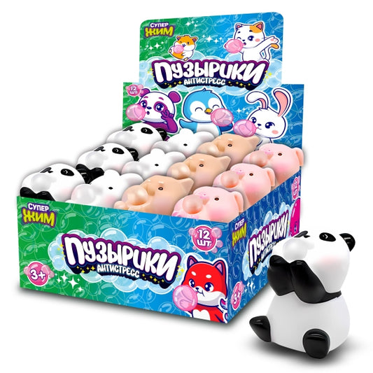 Игрушка антистресс супер мялка, пузырики животные, дисплей Супер Жим уп-12шт в кор.12уп