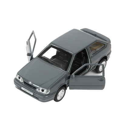 Машина металл ваз-2113 12 см, двери, багаж, инер,серый, кор. Технопарк в кор.2*36шт