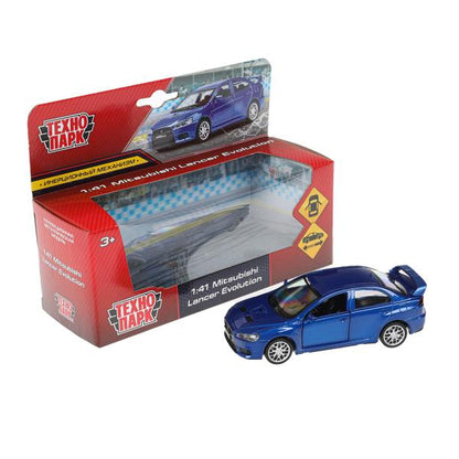 Машина металл MITSUBISHI lancer Evolution, 11,4 см, двери, инерц., кор. Технопарк в кор.2*48шт
