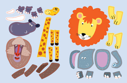 Наклейки с загадками. Собери по частям. В Африке