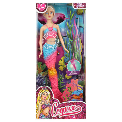 Кукла 29см София русалка, пласт. хвост, свет, кор. КАРАПУЗ в кор.24шт