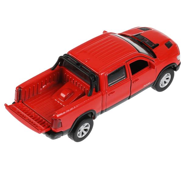 Machine en métal DODGE RAM 1500 REBEL 13 cm, double, bagage, argent, rouge, cor. Parc technologique dans le cor.2*36шт