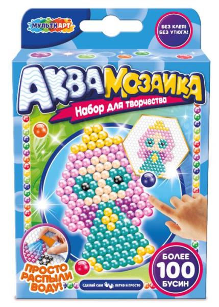 Набор д/детского тв-ва аквамозаика принцесса 100 бусин МУЛЬТИ АРТ в кор.48шт