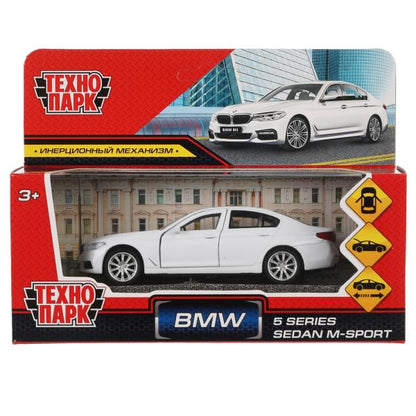 5ER-12-WH319646 Машина металл BMW 5-ER SEDAN M-SPORT 12 см, двери, багаж, бел, кор. Технопарк в кор.
