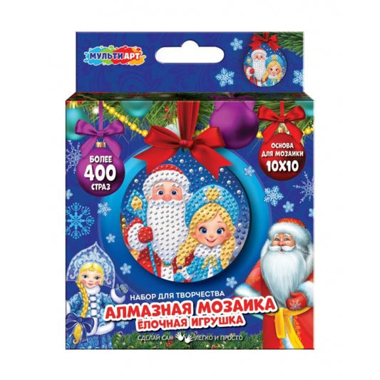 Алмазная мозаика в форме круга дед мороз МУЛЬТИ АРТ в кор.100шт