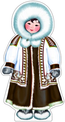 Ф-9510 Plaque de commande A3. Девочка в чукотском костюме (с блестками в лаке) - группа Костюмы