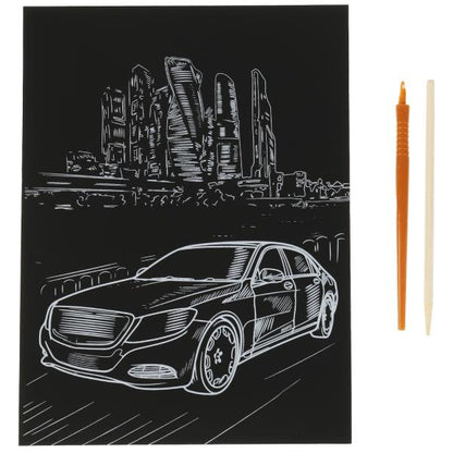 Гравюра 18*24 см машина, золотая МУЛЬТИ АРТ в кор.120шт