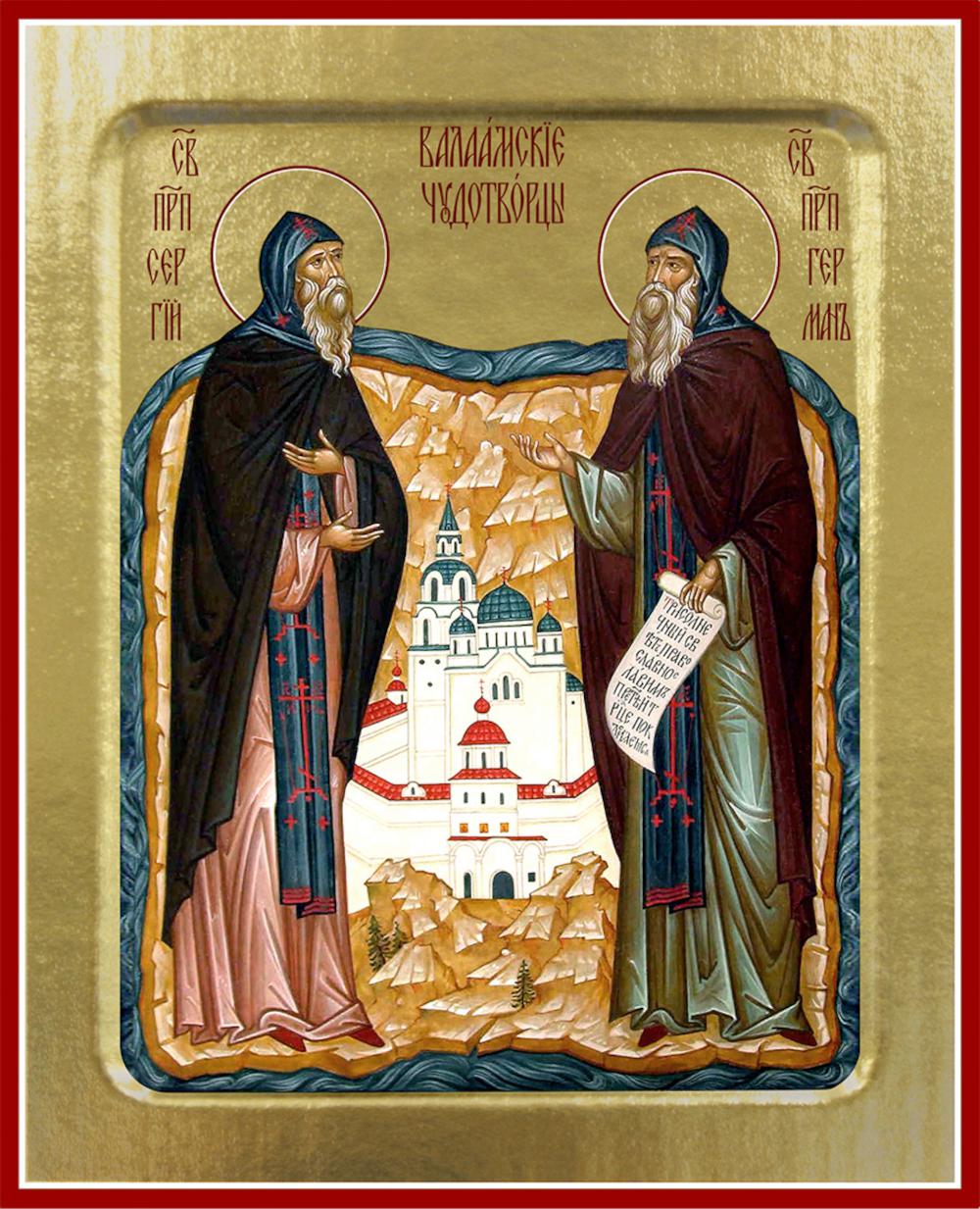 Икона Сергия и Германа Валаамских, преподобных (на дереве): 125 х 160