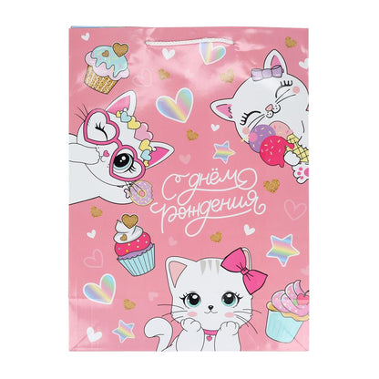 Пакет подарочный глянцевый xl,котенок,140 гр/м2 ЧУДО ПРАЗДНИК в кор.5*12шт