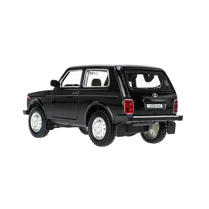 Машина металл свет-звук LADA lada 4x4, 18,5 см, дв, кап, баг,инер,черн Технопарк в кор.2*18шт
