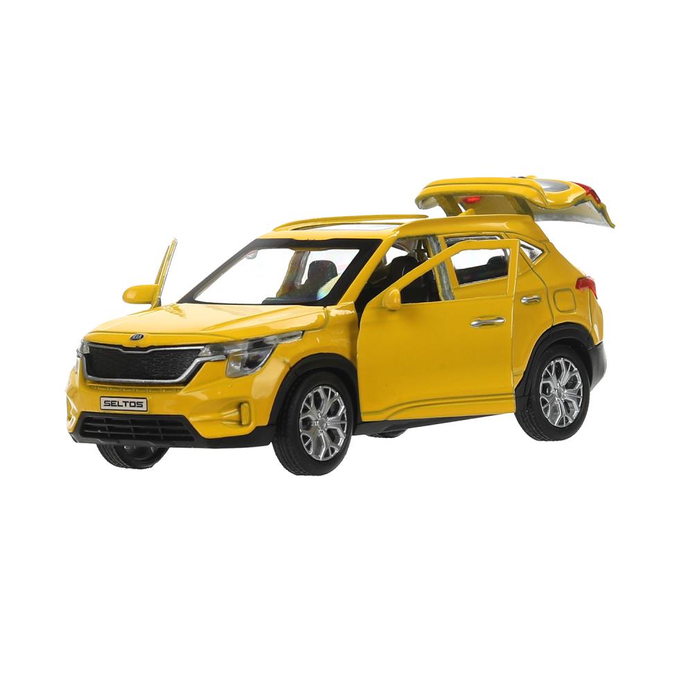 Машина металл KIA seltos длина 12 см, двери, багажник., инерц, желтый, кор. Технопарк в кор.2*36шт