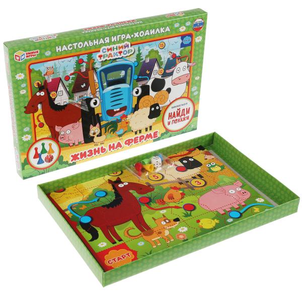 Синий трактор. Жизнь на ферме. Настольная игра-ходилка-виммельбух. Умные игры в кор.20шт