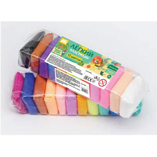 Легкий пластилин СОЮЗМУЛЬТФИЛЬМ 12 цв по 10г MultiArt в кор.72наб
