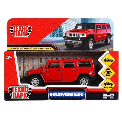 HUM2-12-RD 299812 Машина металл HUMMER "hummer h2", дл12см,откр дв,багаж,инерц,красный,в кор Техно