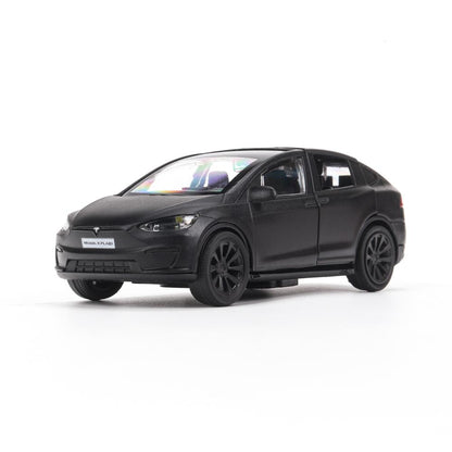 Машина металл свет-звук tesla model x plaid 12 см, двери, черный мат, кор. - в кор.2*36шт