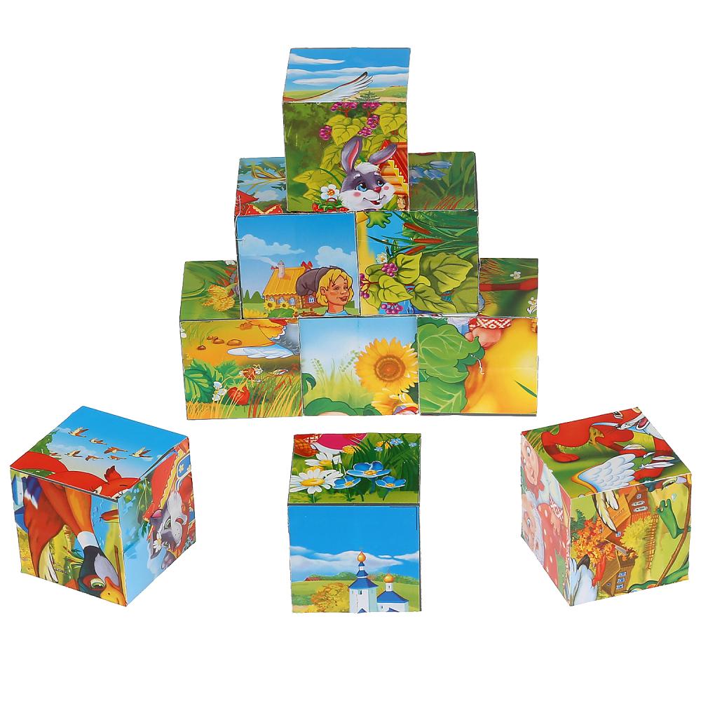 Набор из 9-и кубиков русские сказки пленка настольные игры ИГРАЕМ ВМЕСТЕ в кор.30наб