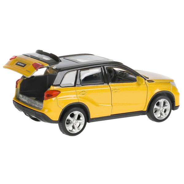 Машина металл "suzuki vitara s 2015" дл 12 см, откр дв, багажник, ин, золот с чёрный в кор. Технопарк