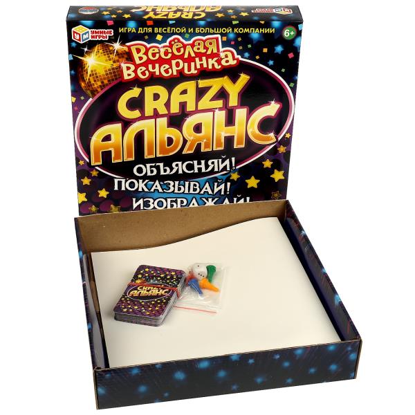 Альянс Fou. Веселая вечеринка. Настольная игра-ходилка квадрат. 270х270х55 Jeux universels. dans le cor.10шт