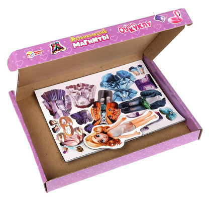 Одень куклу. Развивающая игра на магнитах. 58 предметов одежды., 3+. Умные игры в кор.20шт