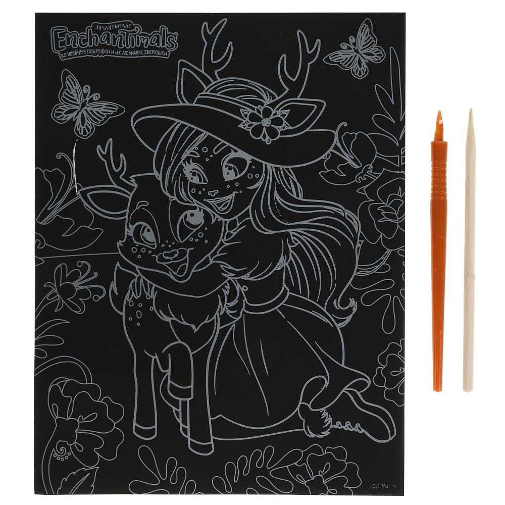 SCRATCHART-SILV-EN1 313946 Набор д/дет творчества ЭНЧЕНТИМАЛС гравюра 18*24 см, серебряная МУЛЬТИ
