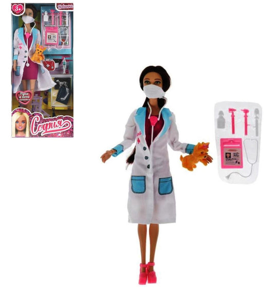 Карапуз. Кукла "София" 29см ветеринар, с питомцем и акс, руки и ноги сгиб арт.66513-21-S-BB