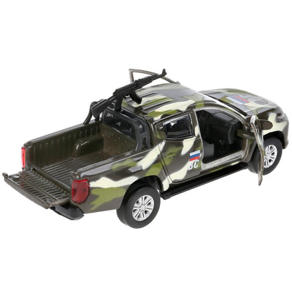 Технопарк. Модель "Mitsubishi L200 Pickup Камуфляж" металл 13 см, двери, бага, арт.L200-12MIL-ARMGN